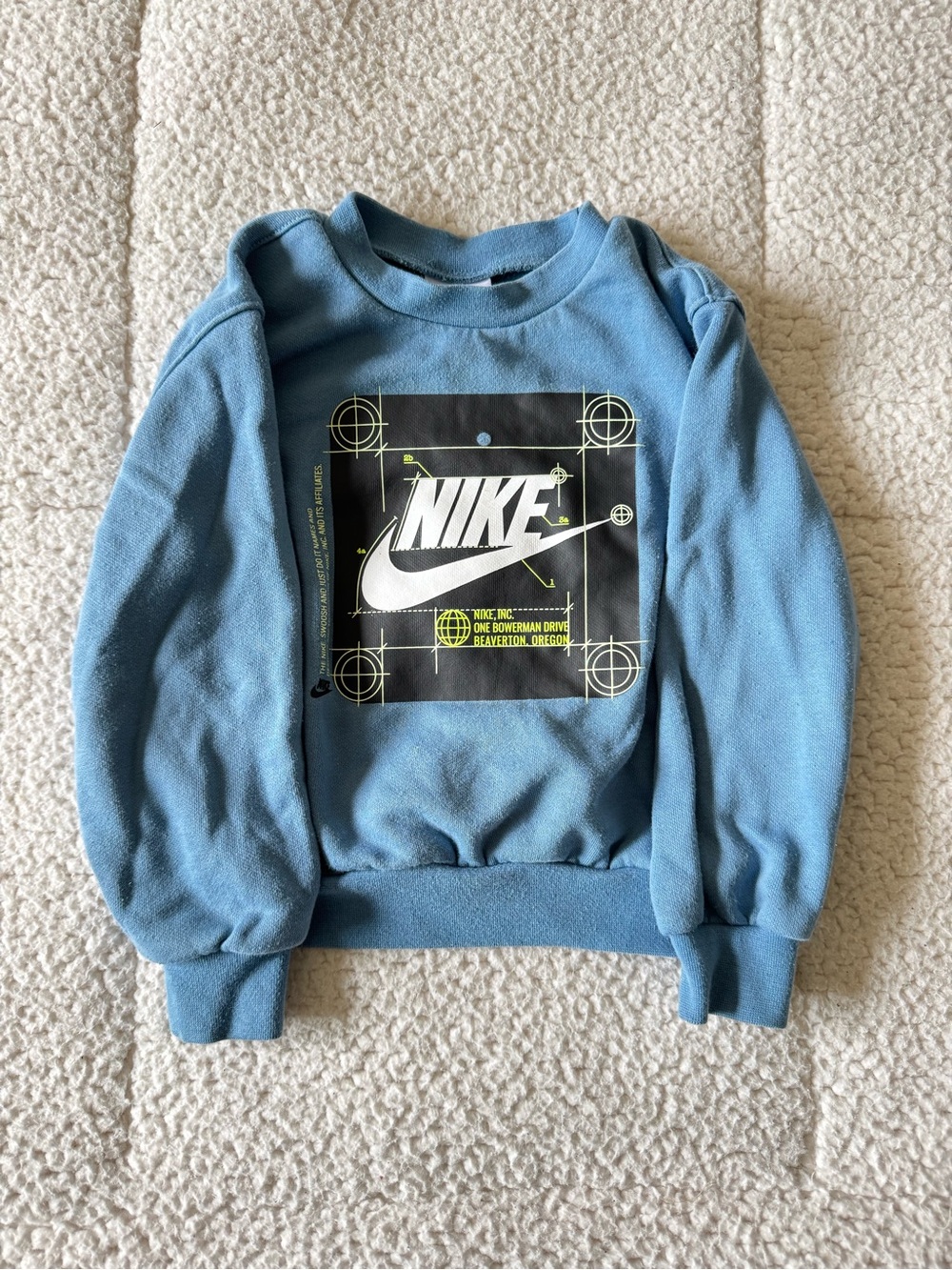 Nike Blue Kids Graphic Sweatshirt with Black & Neon Accents
